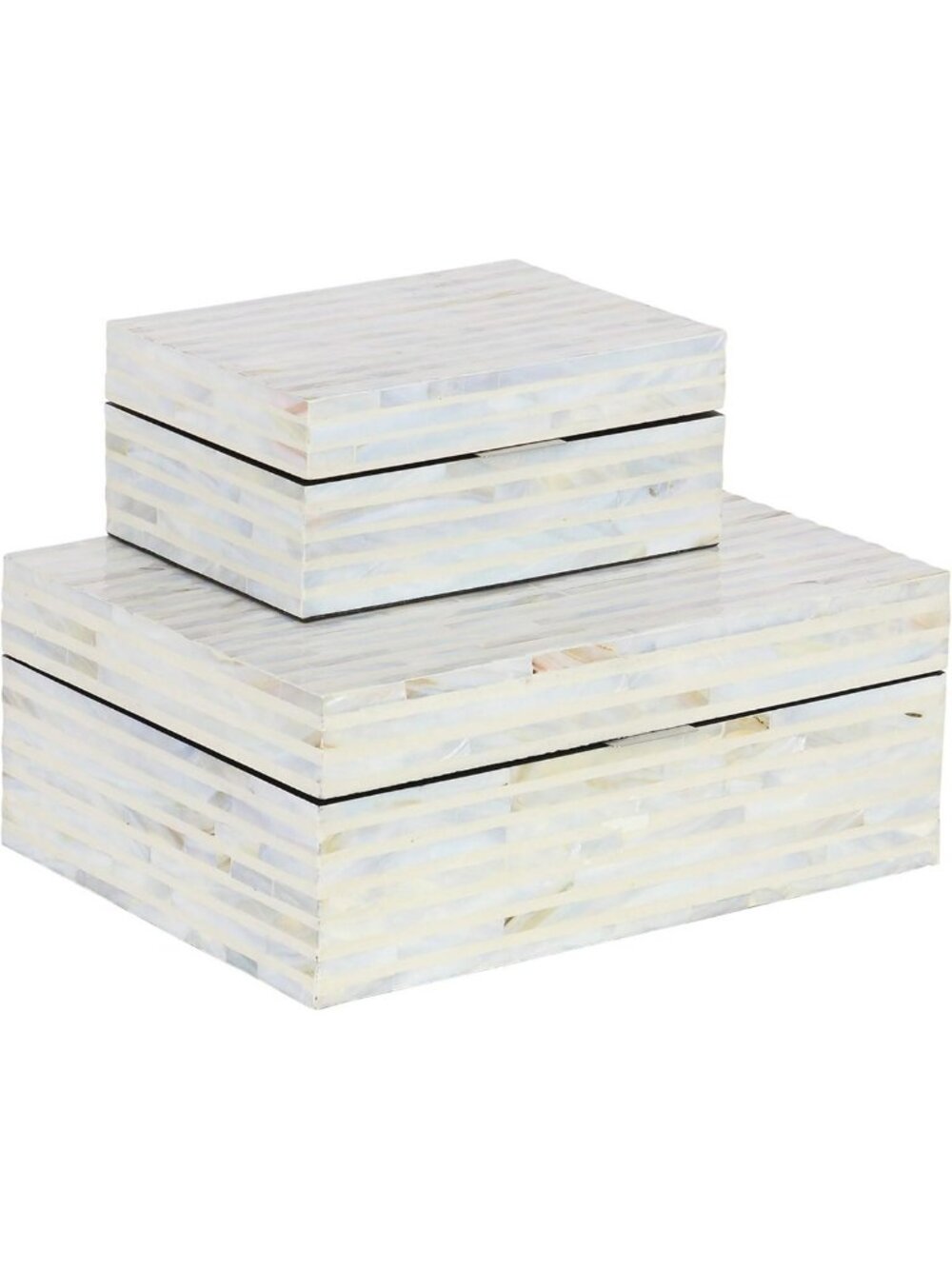 Handmade Mother of Pearl Decorative Keepsake Box Set - Mosaic Pattern, Hinged